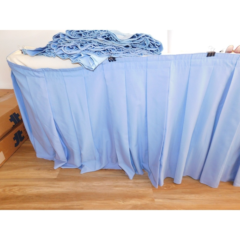 6' X 30" Solid Pleated Powder Blue Table Skirt